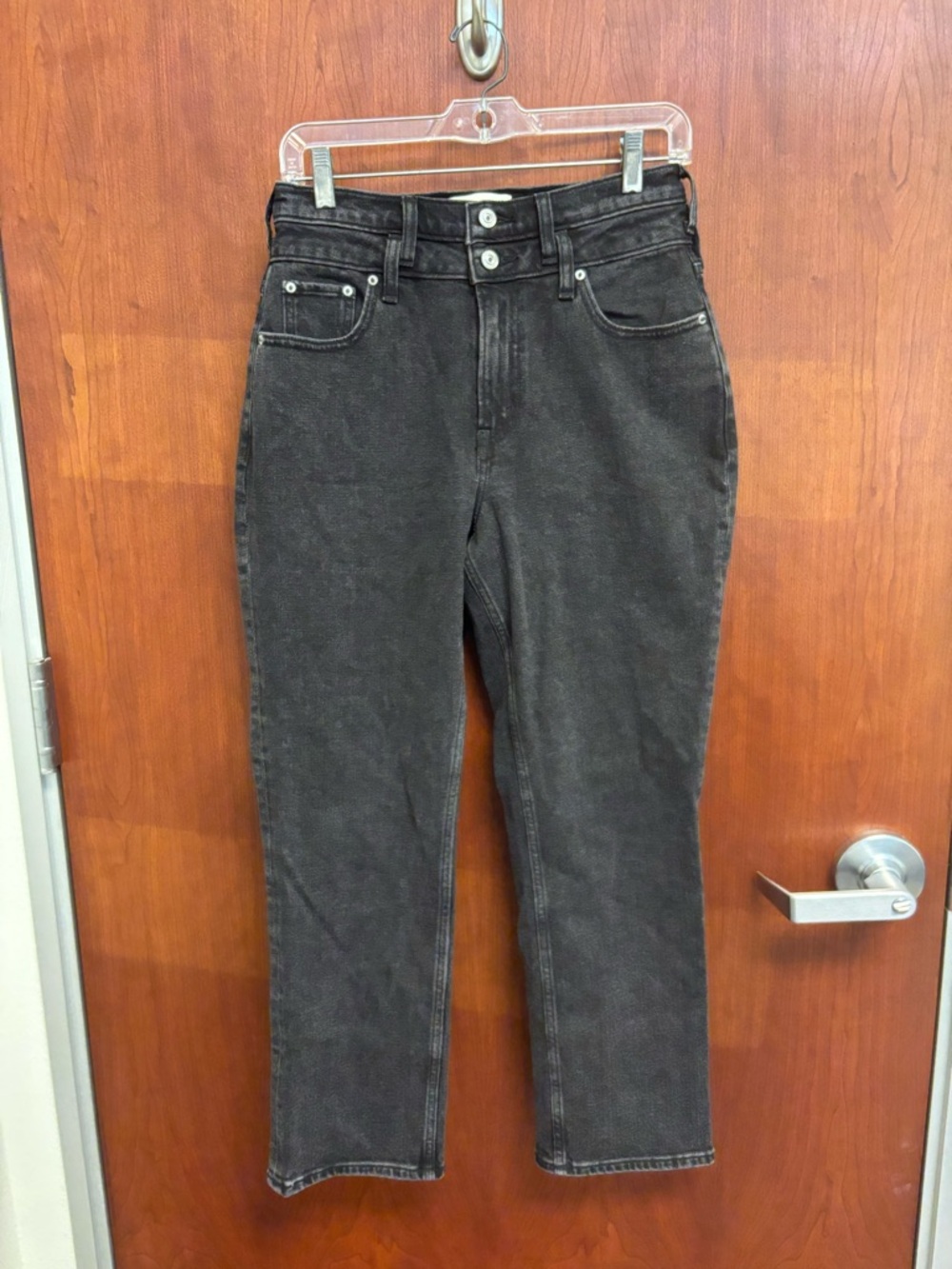 NWT Abercrombie & Fitch Curve Love Ankle Straight High Rise Black Jeans size 27
